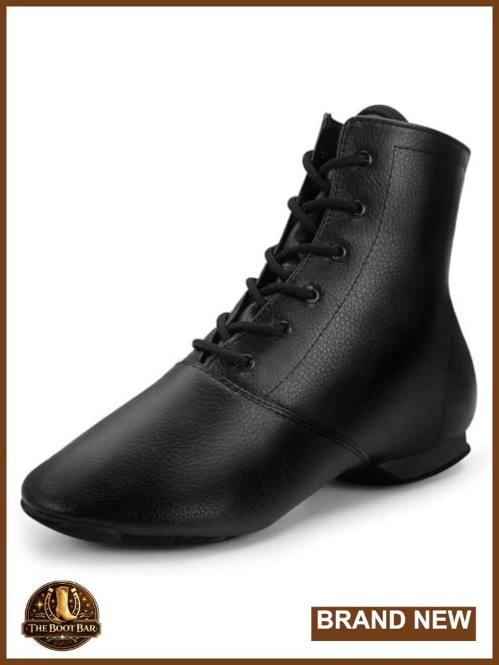 Leather Jazz Boots Split Sole Dance Shoes Lace-Up for Men Women